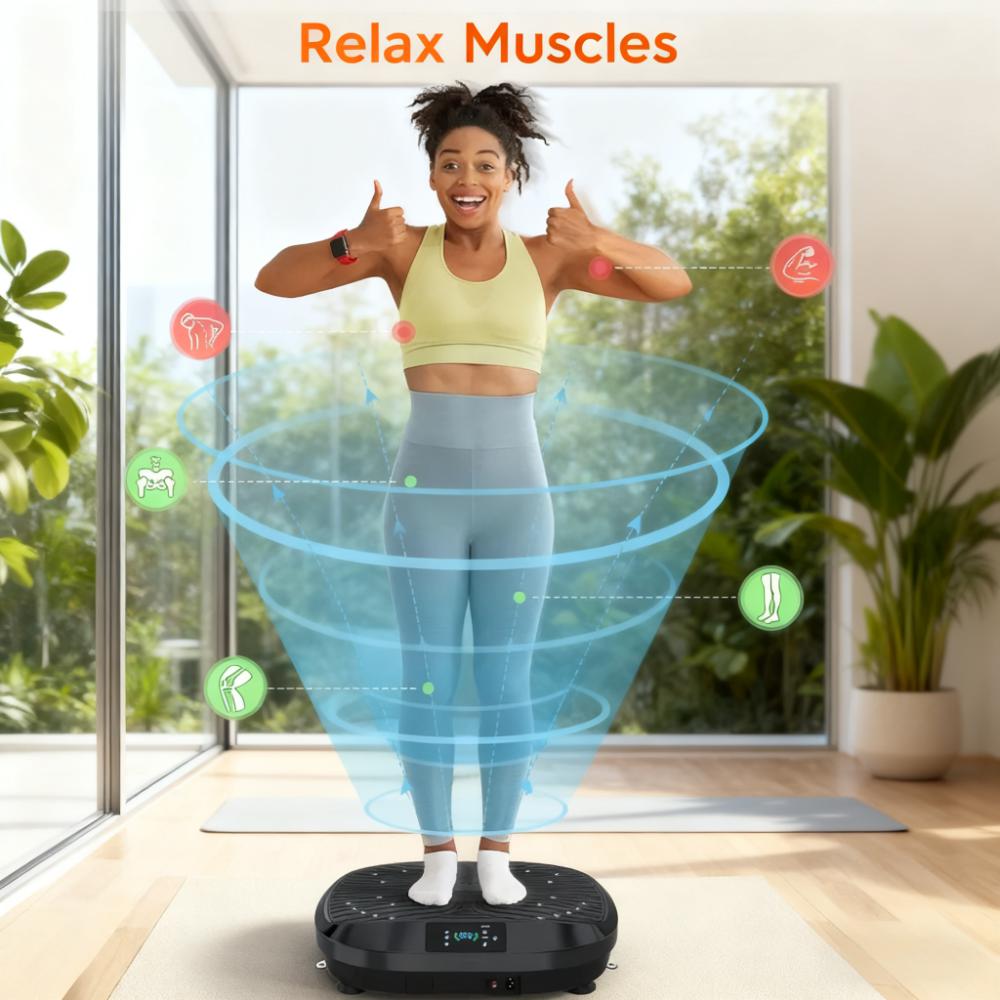 10-Min Vibration Plate with Magnetic Foot Massage & Dual Controls