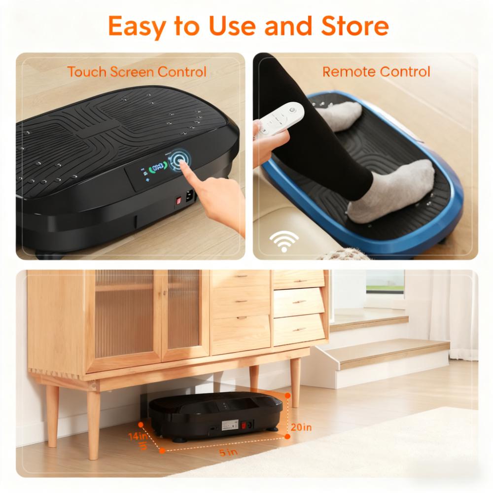 10-Min Vibration Plate with Magnetic Foot Massage & Dual Controls