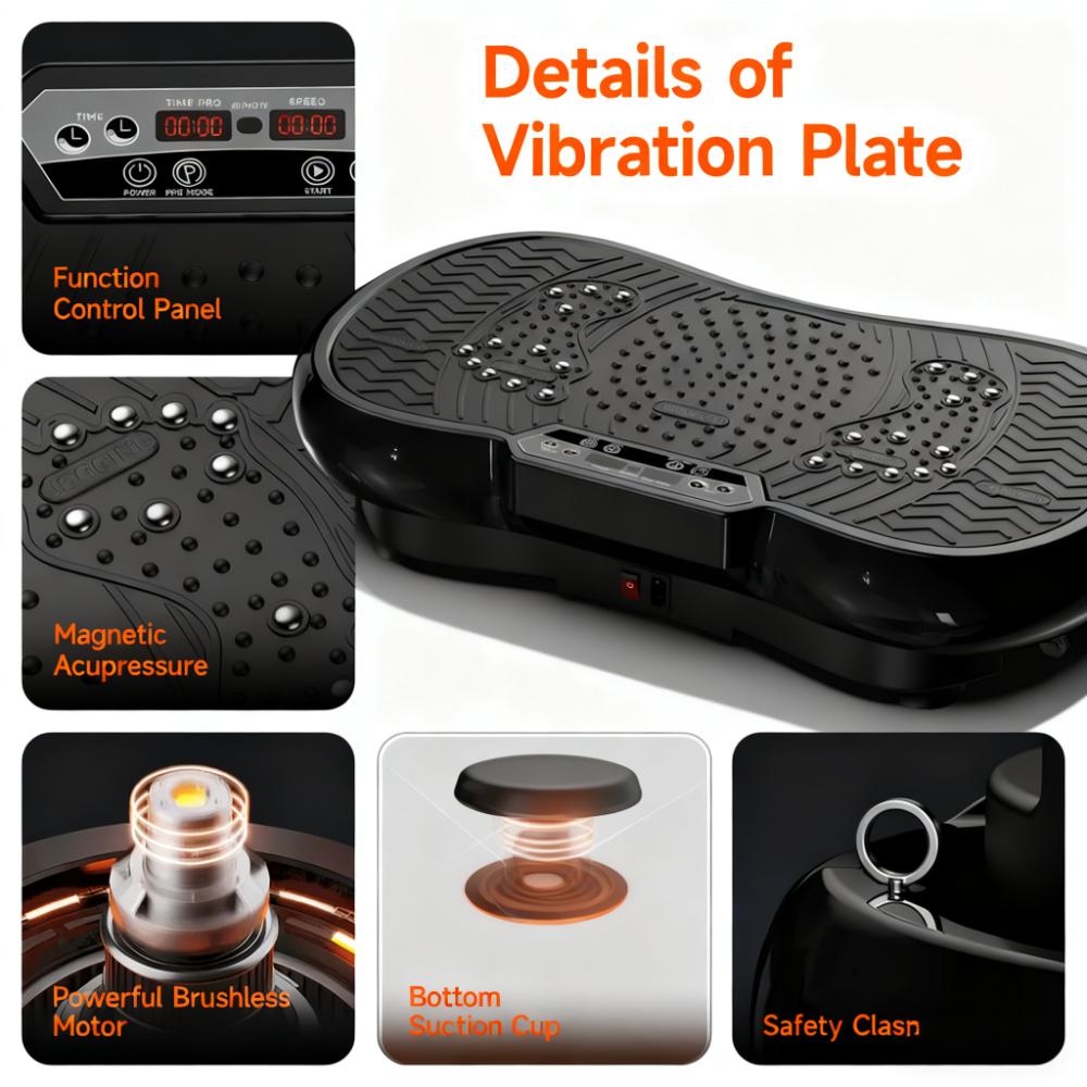 Bluetooth-Enabled Vibration Fitness Plate with Magnetic Acupressure & 120 Speed Levels