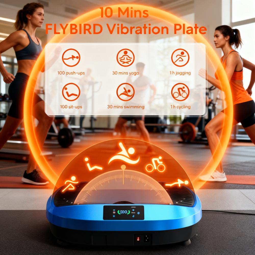 10-Min Vibration Plate with Magnetic Foot Massage & Dual Controls