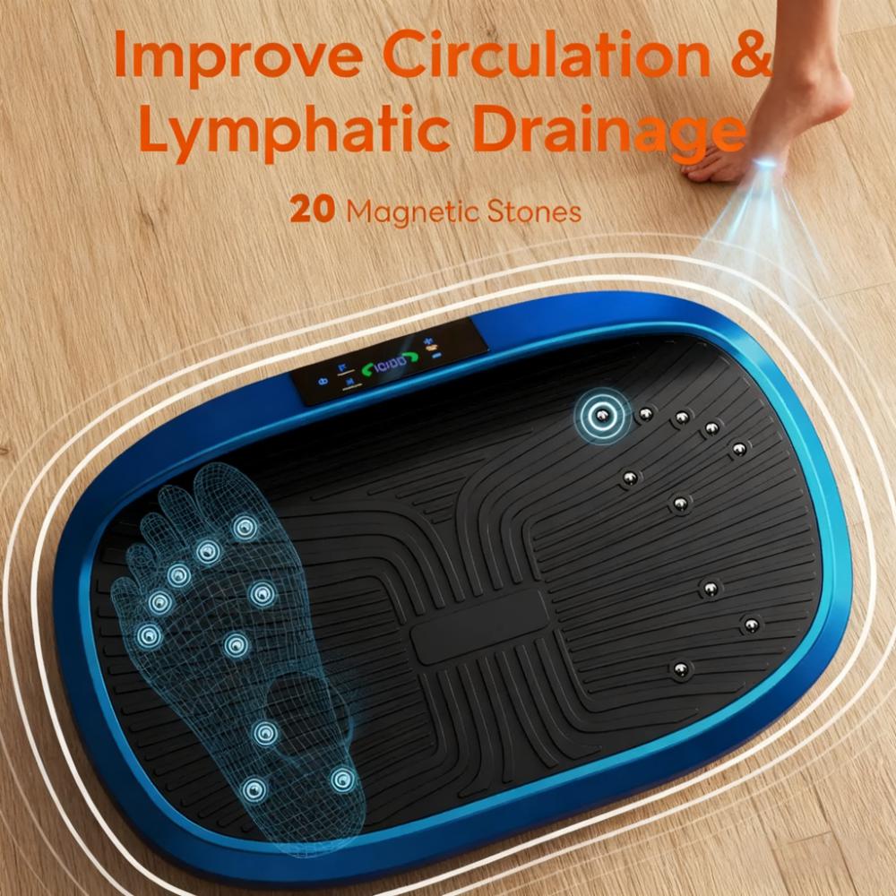 10-Min Vibration Plate with Magnetic Foot Massage & Dual Controls