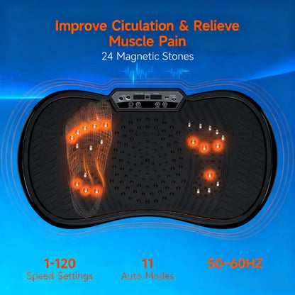 Bluetooth-Enabled Vibration Fitness Plate with Magnetic Acupressure & 120 Speed Levels