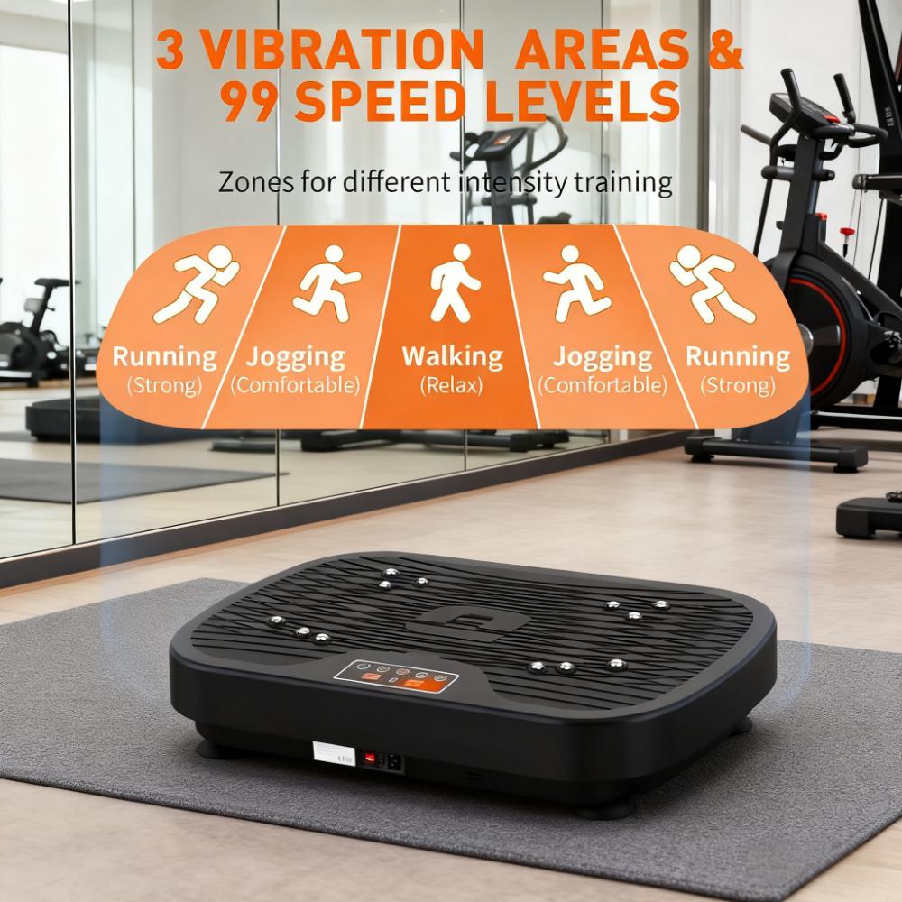 99-Speed Vibration Fitness Plate with 330LBS Capacity (10-Min Full-Body Workouts)