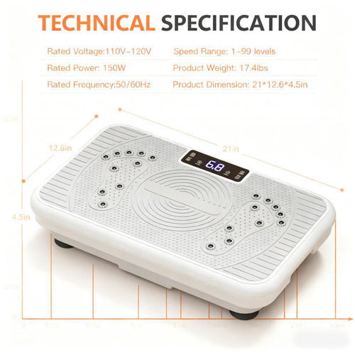 20-Min Daily Vibration Fitness Plate (99-Speed, Magnetic Foot Massage)
