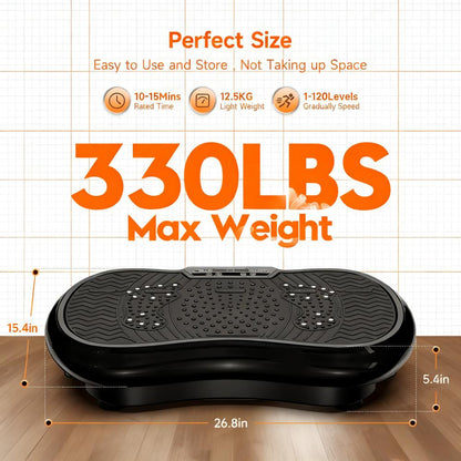 Bluetooth-Enabled Vibration Fitness Plate with Magnetic Acupressure & 120 Speed Levels